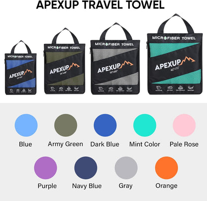 APEXUP Microfiber Travel Towel, Ultra Absorbent Quick Dry Towels, Lightweight Gym Sports Camping Towel for Workout, Yoga, Beach, Shower, Swimming (60"×30", Dark Blue)
