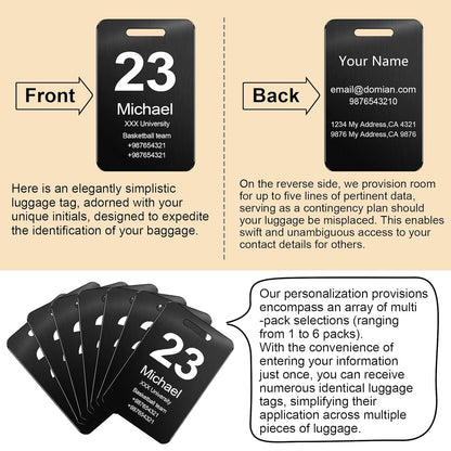 Customized Stainless Steel Luggage Tags: Personalize Your Suitcases, Backpacks, and Bags with Your Text - Custom Initial Text Name ID,Number 2"x3.3"(3 Pack)