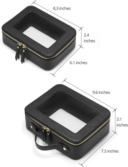 Popvibe Clear Makeup Bag Travel Cosmetic Case Transparent Toiletry Bag with Zipper, Portable Make Up Organizer Traveling Compact Car Bag for Essentials