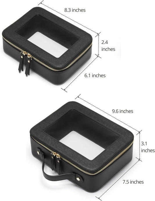 Popvibe Clear Makeup Bag Travel Cosmetic Case Transparent Toiletry Bag with Zipper, Portable Make Up Organizer Traveling Compact Car Bag for Essentials