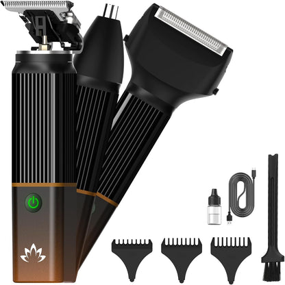 RESUXI Hair Clippers for Men T-Blade Trimmer Electric Shaver Razor Nose Hair Trimmer Set,Beard Grooming Kit 3 in 1 for Nose Ear Body Face Mustache,Father Gifts for Him