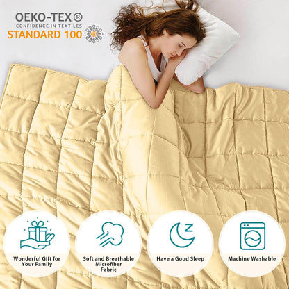 L'AGRATY Weighted Blanket - 60"x80" 15lbs Cooling Breathable Heavy Blanket Microfiber Material with Glass Beads Big Blanket for Adult All-Season Summer Fall Winter Soft Thick Comfort Blanket