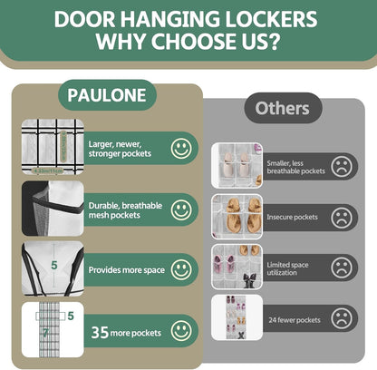 35 Pocket Over the Door Shoe Organizer,Reusable Breathable Large Mesh Bag Men's & Women's Sneaker Organizer,Shoe Organizer for Kids,Hanging Shoe Storage Hanging Bag (White)