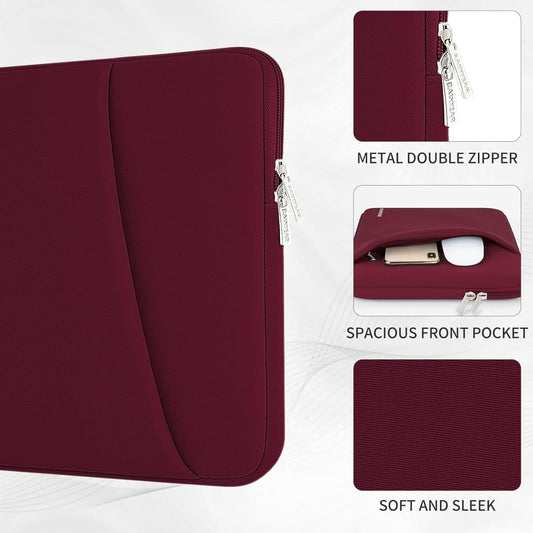 RAINYEAR Laptop Sleeve Case with Front Pocket, 13.3 Inch Protective Portable Case Briefcase Laptop Bag Cover Compatible with MacBook Air/Pro 13-13.3 inch, MacBook Pro/Max 14 inch, Red