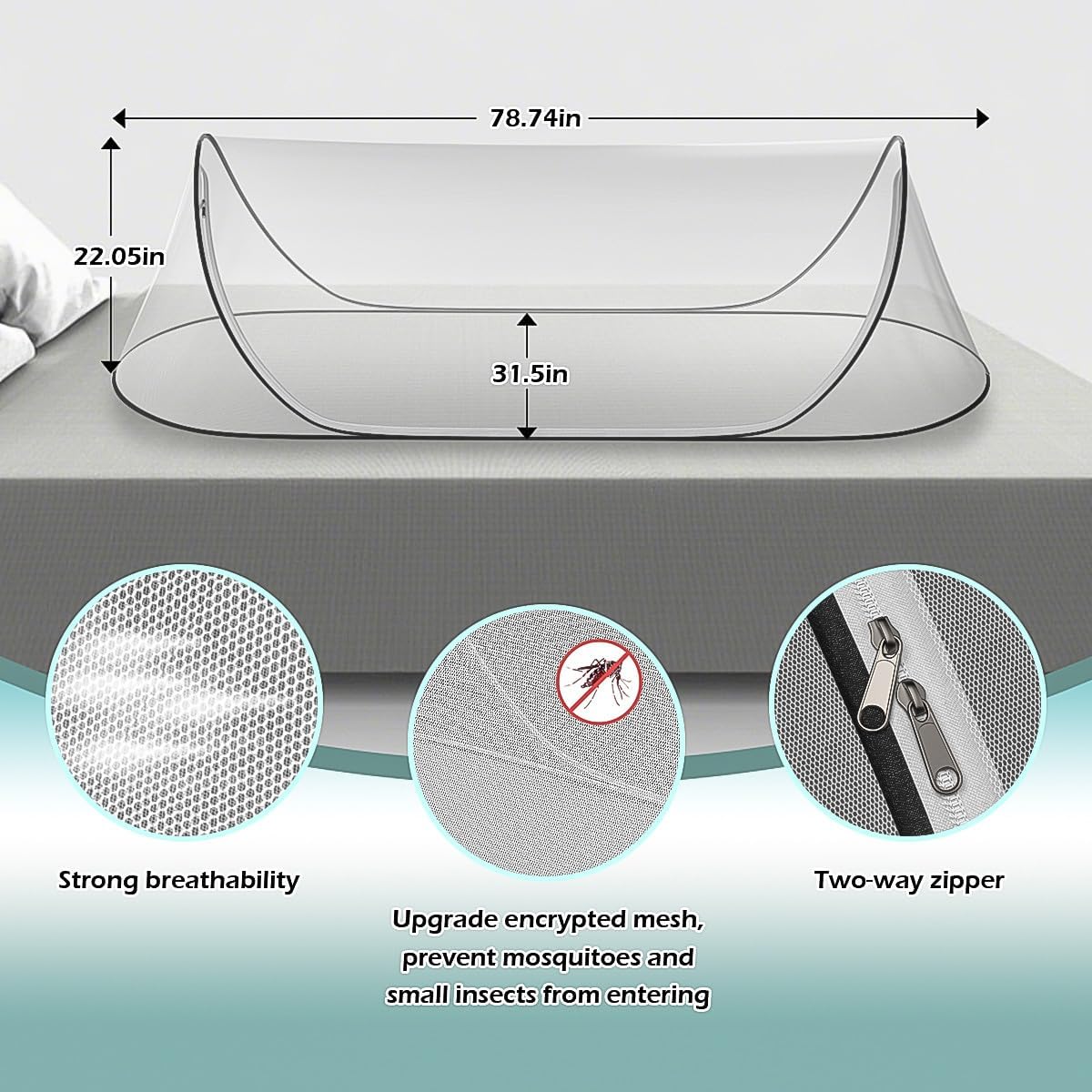 78 * 31 * 22Large Pop-Up Mosquito Net, Lightweight, Breathable, and Soft Convenient Mesh Tent,Foldable and Durable,Mosquito Net for Bed,Apply to Outdoor Athletes, Camping, Beach,Starlit Sky of Night.