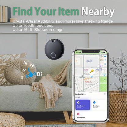 Reyke Smart Tag, Bluetooth Luggage Tracker, Works with Apple Find My (iOS Only), Item Locator for Key, Luggage, Backpack, Wallet, IP67 Waterproof, 4 Pack, Black+White