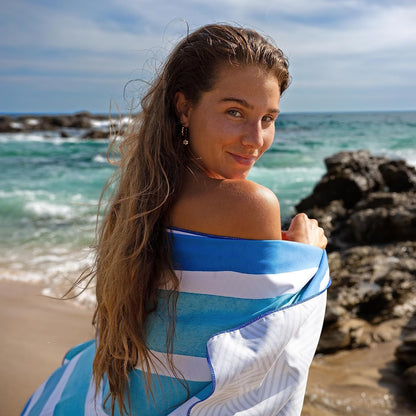 Quick Dry Towel Extra Large 78x35 Inch - Microfiber Beach Towel - Perfect for Beach, Travel, Swimming, Pool, Yoga, Hiking, Camping - Lightweight, Fast Drying, Compact for Adults (Maldives)