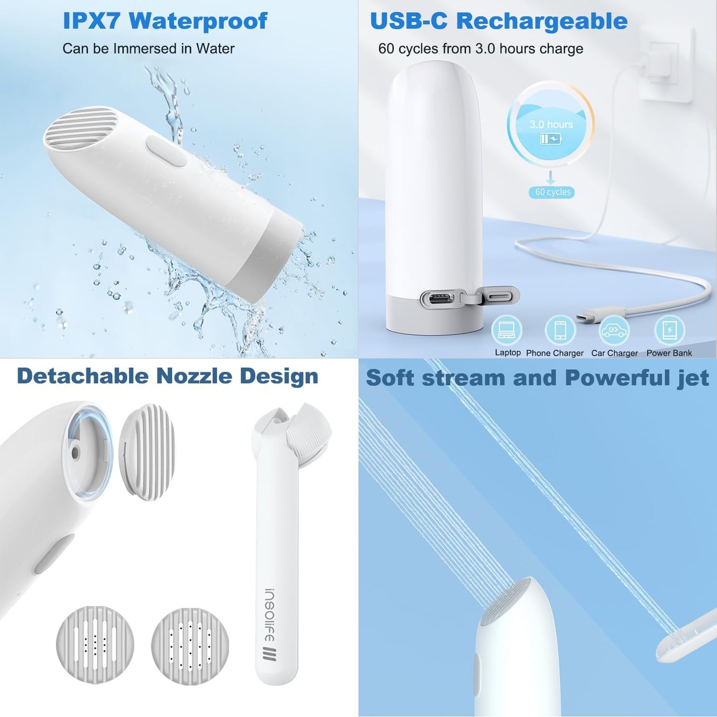 Portable Bidet | High Pressure | Travel Bidets with 2 Different Nozzle | Rechargeable Electric Portable Bidet for Men & Women | Portable Bidets for Travel (‌Military Green)