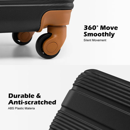 LONG VACATION 6 Piece ABS+PC Hardshell Luggage Set with Spinner Wheels, Lightweight suitcase set with TSA Lock & YKK Zipper