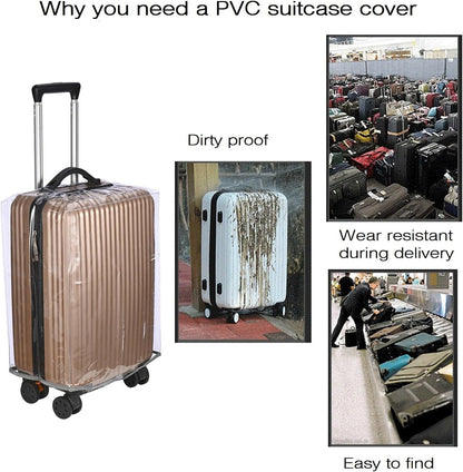 Clear PVC Suitcase Cover - Thick, Transparent, Waterproof & Dustproof - Wheeled Luggage Protector (20")