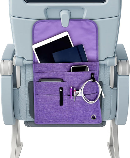 SO~MINE Airplane Pocket Organizer | Tray Table Cover | In Flight Seat Back Organizer Bag | Commuter Essential Travel Bag | Media Pouch For Flying | Travel Gift | Attaches To Luggage