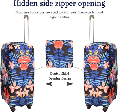 Luggage Cover, Protective Washable Suitcase Cover - Travel Elastic Spandex Suitcase Protector Fits 19 to 20 Inch Flower