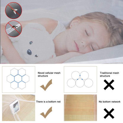 Portable Pop-Up Brown Mosquito Net Tent for Bed, L79 x W71 x H59 inch Large Folding Mosquito Netting with Net Bottom, 2 Entries, Suit for Twin to King Size Bed