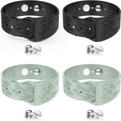 Hion Motion Sickness Bracelets Sea Sickness Wristbands for Motion Sickness/Morning Sickness/Pregnancy Nausea Anti Nausea Wristband Acupressure Nausea Bands Motion Sickness Bands（2Pairs-Black+Beryl）