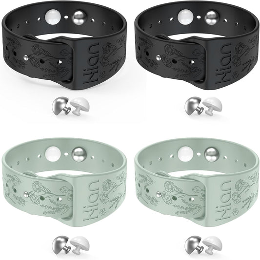 Hion Motion Sickness Bracelets Sea Sickness Wristbands for Motion Sickness/Morning Sickness/Pregnancy Nausea Anti Nausea Wristband Acupressure Nausea Bands Motion Sickness Bands（2Pairs-Black+Beryl）
