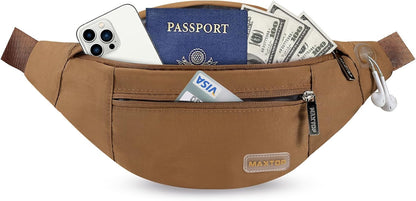 MAXTOP Large Crossbody Fanny Pack with 4-Zipper Pockets,Gifts for Enjoy Sports Festival Workout Traveling Running Casual Hands-Free Wallets Waist Pack Phone Bag Carrying All Phones