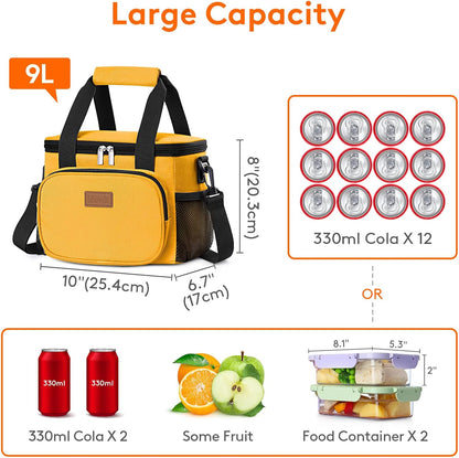 Lifewit Medium Lunch Bag Insulated Lunch Box Soft Cooler Cooling Tote for Adult Men Women, Orange 12-Can (9L)