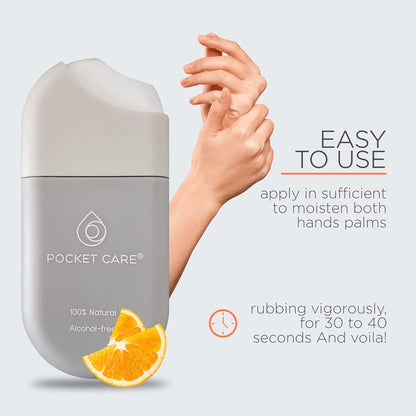 POCKET CARE | 2 Pack Unscented Hand Moisturizing cleanser Spray .50 Fl OZ each bottle - natural moisturizing | Organic | Travel Size - Travel Accessories