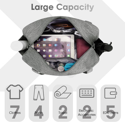 Narwey 18" Carry on Bag Underseat Luggage for Airplane Spirit Airlines Personal Item Bag Travel Duffel Bag Small Gym Bag Weekender Overnight Bag with Wet Pocket for Women and Men (Grey)