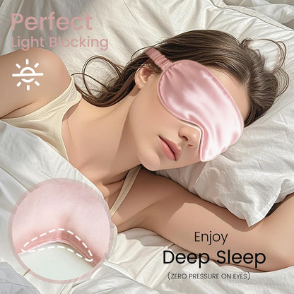 Pure 22 Momme 6A Grade Mulberry Silk Sleep Mask for Side Sleepers - 100% Blackout Eye Mask with Travel Pouch (Pink)