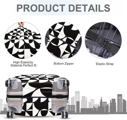 ANNA QUEEN Geometric Minimalist Luggage Cover, Suitcase Protector with Modern Abstract Pattern, Stretchable, Washable Travel Cover for 28-30 Inch Luggage
