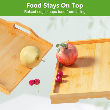Bed Tray Table with Folding Legs,Bamboo Breakfast in Bed for Kitchen Serving Tray,Sofa,Eating,Used As Laptop Desk Snack Tray (Bamboo, Large)