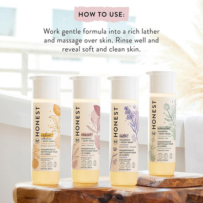 The Honest Company 2-in-1 Cleansing Shampoo + Body Wash for Sensitive Skin | Gentle for Baby | Naturally Derived, Tear-free, Hypoallergenic | Fragrance Free, 18 fl oz