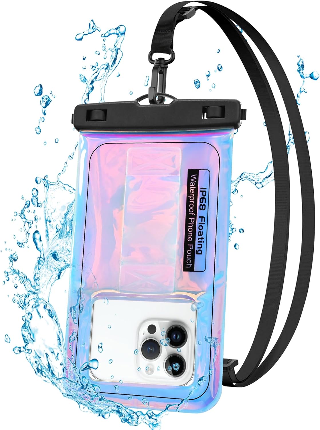 Waterproof Phone Pouch Floating, IPX68 Waterproof Phone Case with Lanyard for iPhone 16 15 14 13 12 Pro Max Samsung S25 S24 S23 S22, Up to 7 Inch, Beach Vacation Essentials, Dazzling Purple