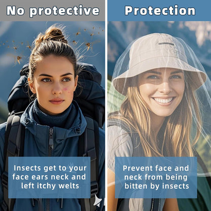 Oversized Mosquito Net 42 x 25 Inches Ultra Large Mosquito Head Net Face Neck Fly Mesh Netting Fits All Hats for Outdoor Camping Hiking Fishing Gardening Safari (White)