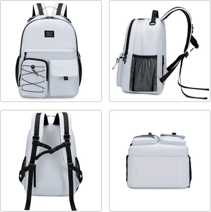 Lohol Casual Backpack for Teen Boys and Girls, Daypack with Anti Theft Pocket for Travel School (Beige)