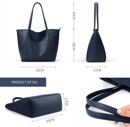 KALIDI Large Tote Bag Vegan Leather Casual Zipper Work Bag Weekender Hobo for Women 23L Oversize Shoulder Travel Purse