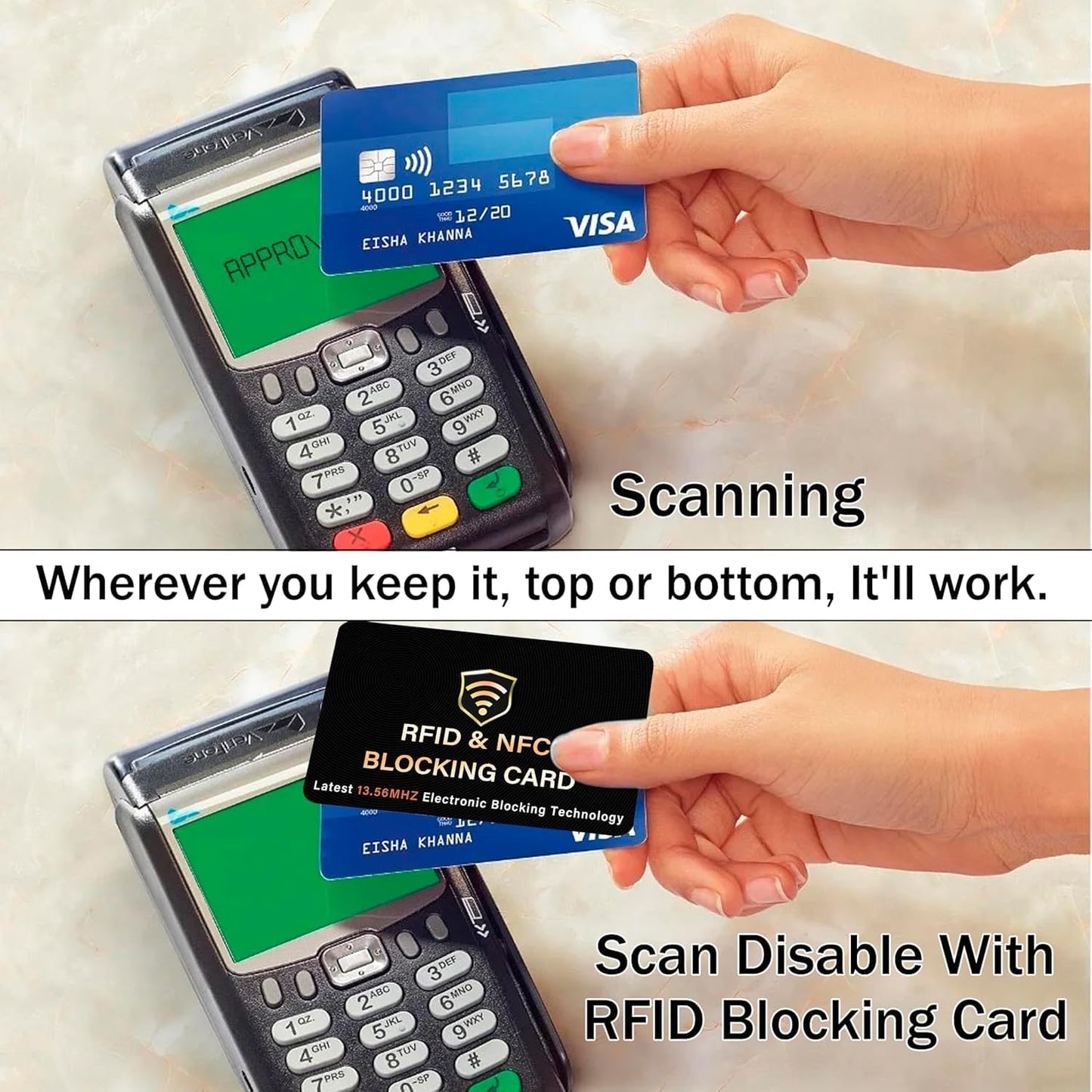 SaiTech IT 50 Pack RFID Blocking Card, One Card Protects Entire Wallet Purse, NFC Contactless Bank Debit Credit Card Protector ID ATM Guard Card Blocker–(Black)