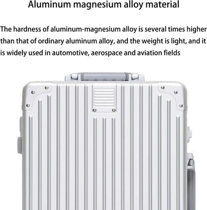 Metal All Aluminum Carry-on Luggage TSA Customs Lock Zipperless Silent Rotary Wheel Business Suitcase Aluminum Frame Set (titanium gold, 26 '')