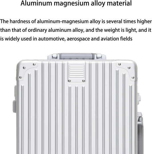 Metal All Aluminum Carry-on Luggage TSA Customs Lock Zipperless Silent Rotary Wheel Business Suitcase Aluminum Frame Set (titanium gold, 26 '')