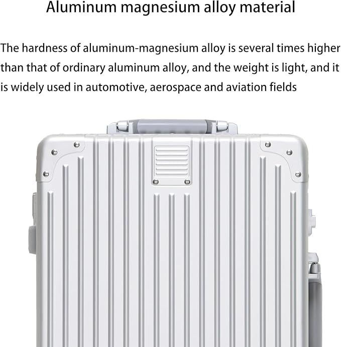 Metal All Aluminum Carry-on Luggage TSA Customs Lock Zipperless Silent Rotary Wheel Business Suitcase Aluminum Frame Set (black, 28 '')