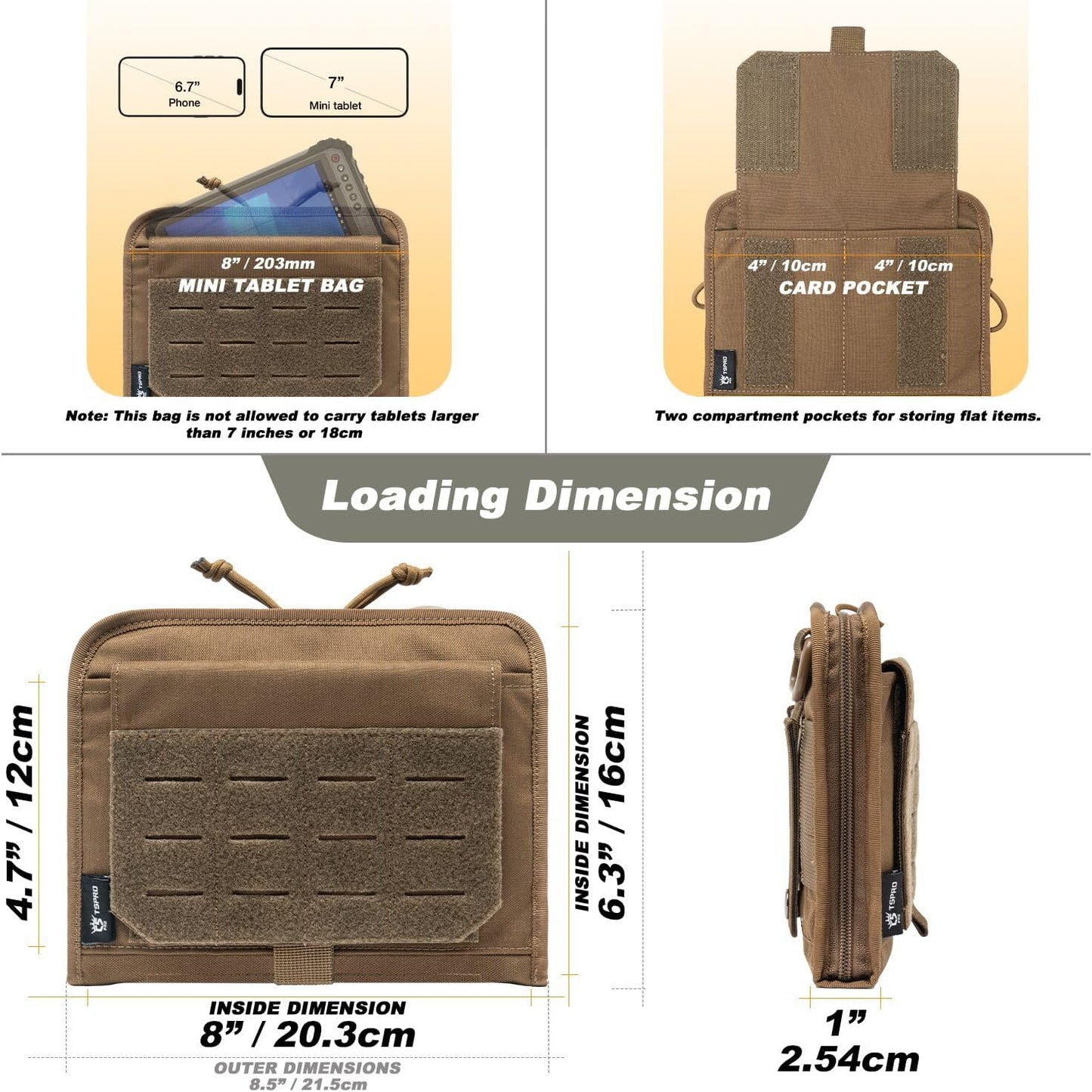 TSPRO Ultra Tactical Molle Admin Pouch Utility EDC Pouch Tool Organizer Clam-Shell Molle Pouches for Tools and Medical Suppliers Organization