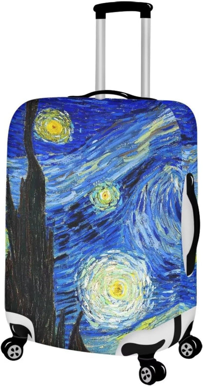 Starry Night Print Travel Luggage Cover Elastic Baggage Protector for Women Girls,Fits 18-21 Inch Washable Suitcase Covers