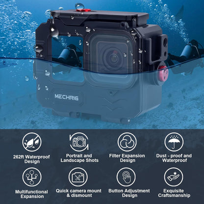 Aluminum Waterproof Case for GoPro HERO13 Black HERO12 HERO11 HERO10 HERO9 Action Camera 80M Deep Waterproof Horizontal and Vertical Shooting Switch (Quick Release-63075)