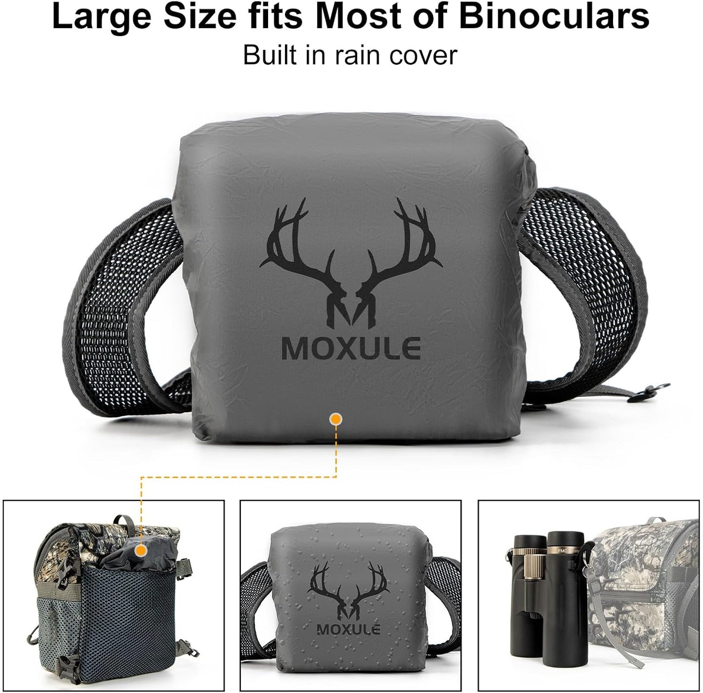 Binocular Harness Chest Pack: Bino Case with Magnetic Lid and Rain Cover for Hunting(Green)