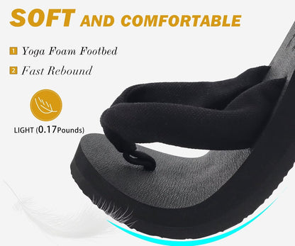 KuaiLu Flip Flops for Women with Arch Support Yoga Mat Comfortable Summer Beach Walking Thong Cushion Sandals Slip On Indoor Outdoor