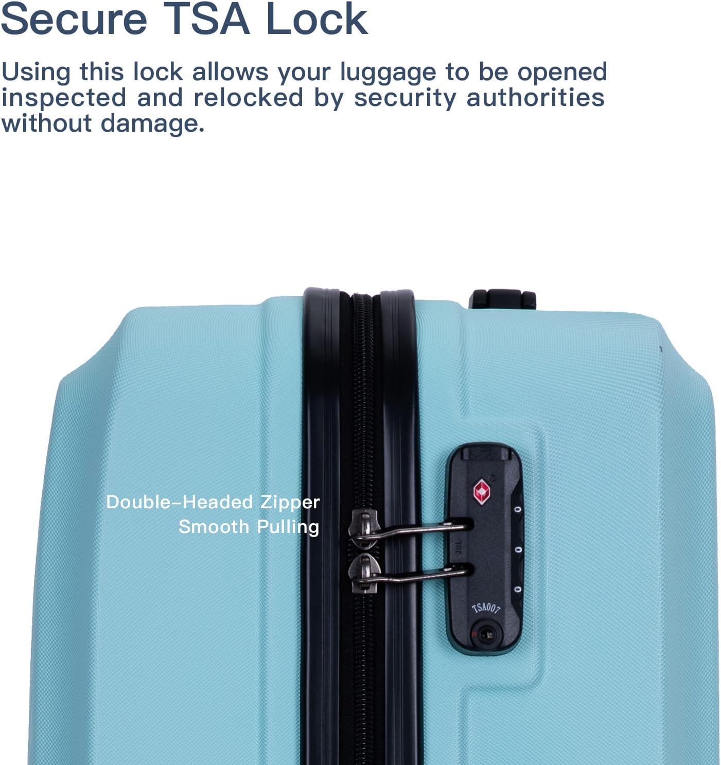 Campfun 3 Piece Luggage Sets, Hardshell ABS Luggage with TSA Lock, Carry On Suitcase Sets Lightweight Durable with 2 Hooks & Spinner Wheels, 20in/24in/28in - Green(C)