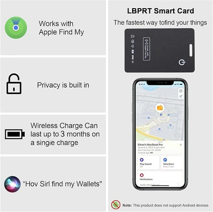 [Apple MFi Certified] LBPRT Air Card Tag Rechargeable Wallet Tracker Thin 1.6mm, Item Finder Work with Apple Find My APP (iOS Only, Android not Supported) Smart Locator for Luggage Suitcase, Purse,Bag