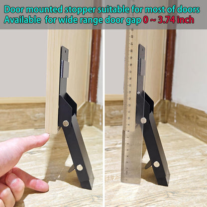 Door Stoppers No Drilling, Kick Down Door Stop, Door Stops for Bottom of Door, One Touch Rubber Door Stop Holder Keep Door Open, Self-Adhesive or Screw Easy Install, Upgraded Anti-Slip Rubber