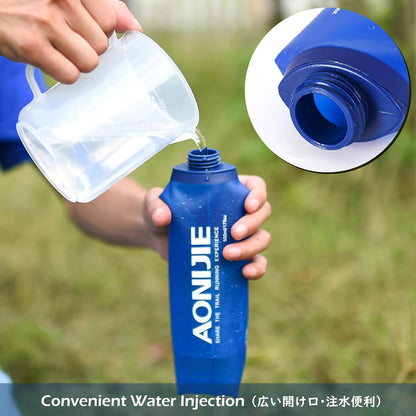 TRIWONDER Collapsible Water Bottles TPU Soft Flask Running Bottles BPA-Free Sports Flasks for Hiking Climbing Camping (500ml/16.91oz with Straws - Pack of 2)