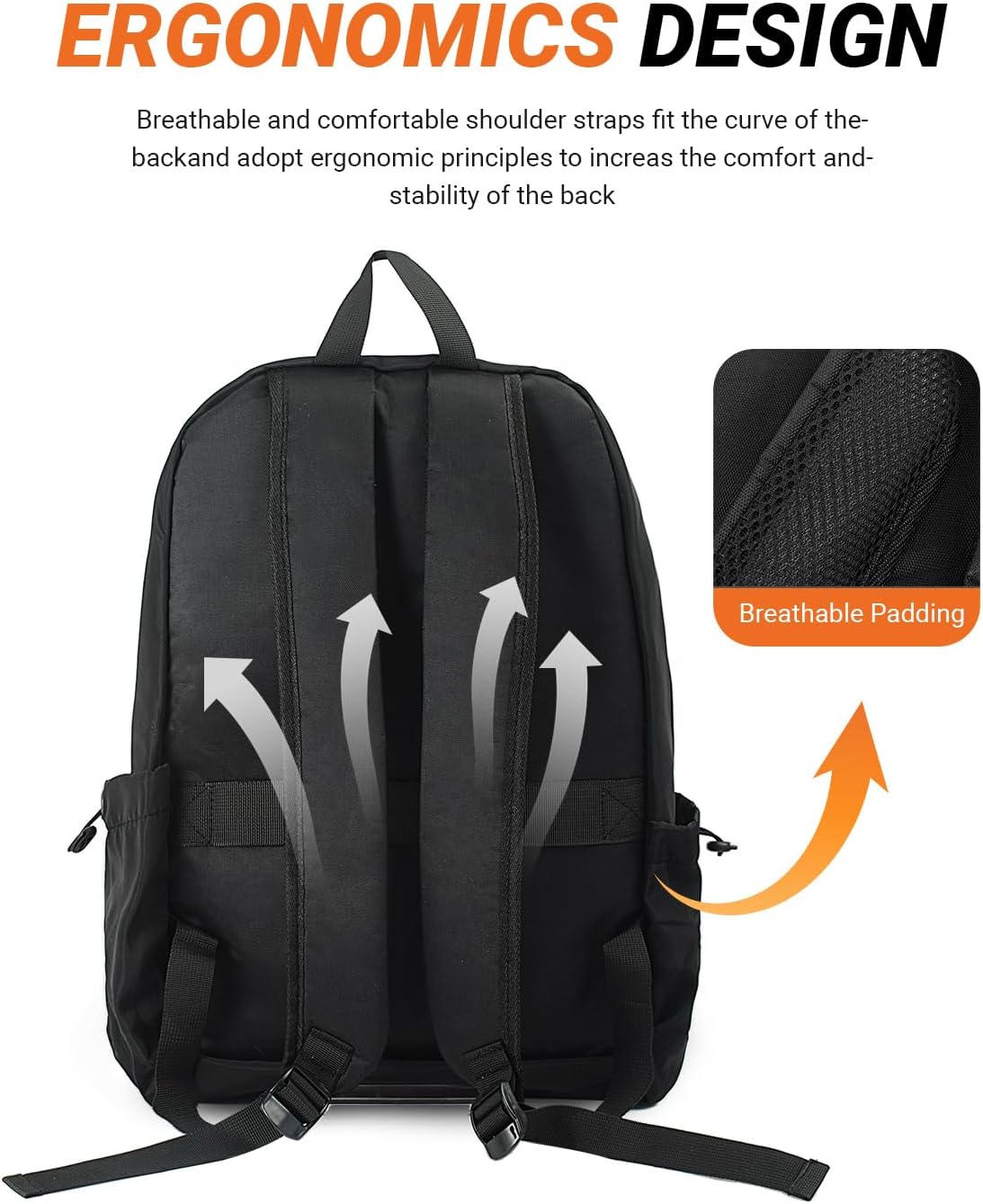 Multi-Pocket Laptop Backpack, 24L Capacity, Fits 14-inch Laptop, 16.9x12.6x5.5 inches, 1.1 lbs, Black/Navy/Gray (Black)