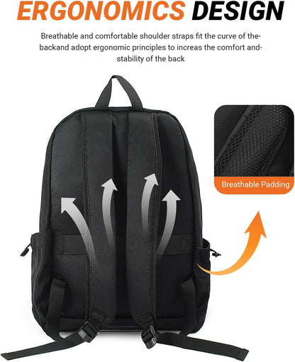 Multi-Pocket Laptop Backpack, 24L Capacity, Fits 14-inch Laptop, 16.9x12.6x5.5 inches, 1.1 lbs, Black/Navy/Gray (Blue)