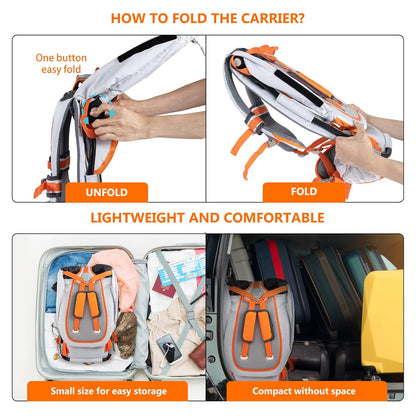 Baby Shoulder Carrier Baby Hiking Backpack Carrier with Rain Cover Sun Shade for Child Safe Backrest and Toddler Ergonomic Seat Holds 40 Pound for Children Between 6 Months-3 Years Old Babies