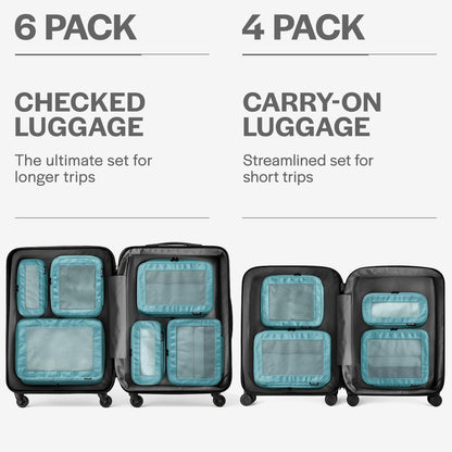 Compression Packing Cubes for Travel - Luggage Organizer Bags - Double Zipper Packing Cubes for Suitcases (4-Pack, Teal)