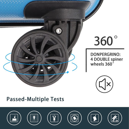 Luggage Set 3 Pieces (20/24/28) -Suitcase Set - Carry on Luggage with Wheels - Check-in Luggage - PC + ABS Durable Suitcase Rotating Silent Wheels Hardside Luggage with Spinner Wheels,5pcs (Sky Blue)