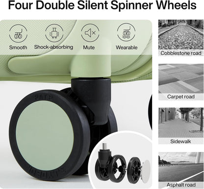 Hanke 3 Piece Luggage Sets with Spinner Wheels, Carry On Luggage Lightweight PC Hard Shell Suitcases TSA Luggage Rolling Checked Bag 20/24/28 Inch (Bamboo Green)